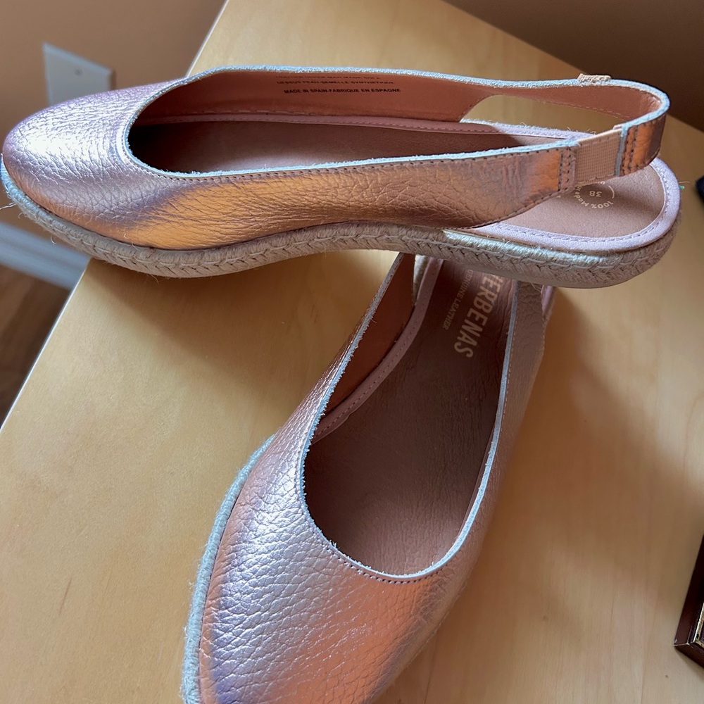 Verbenas Rose Gold Italian Women Slingback Flats Size 38